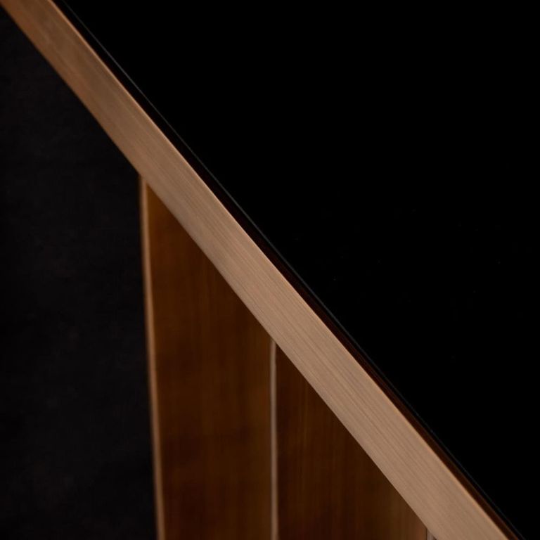 Locarno Console Table - Oval - Black and Brushed Gold - Ceramic and Metal
