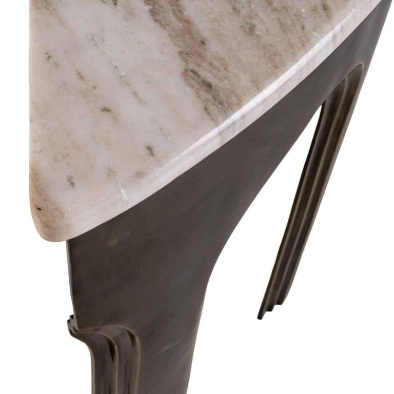 Sanchis Console Table - Half Moon - Antique Brass - Marble and Aluminum