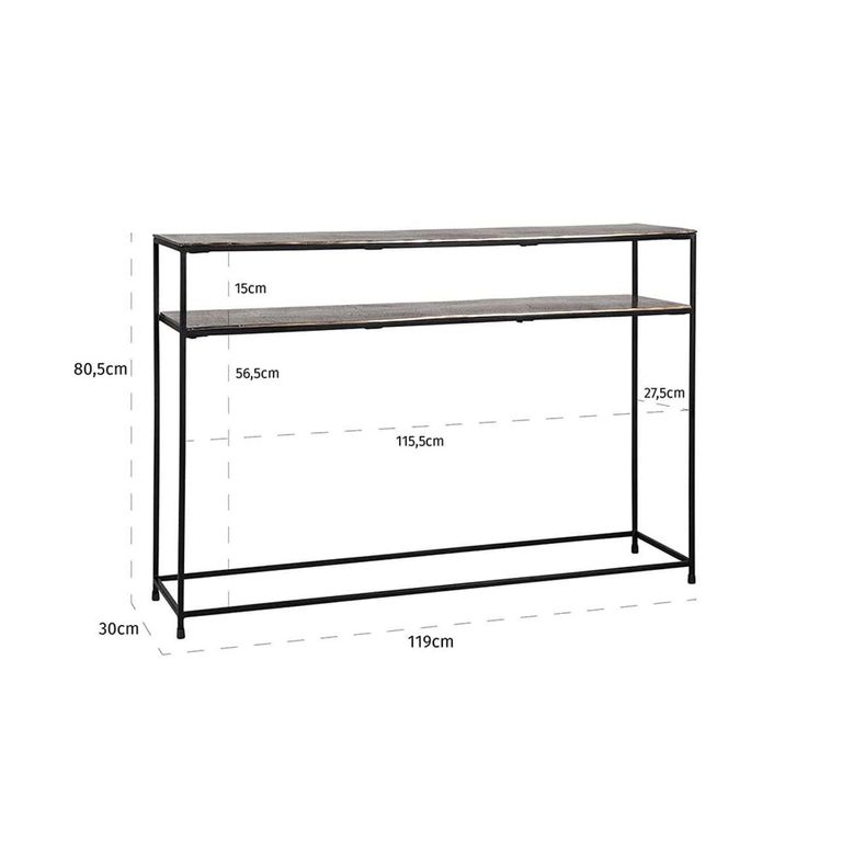Chandon Champagne Gold Console Table with Shelf