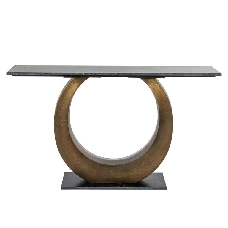 Luna Black Marble Top Console Table