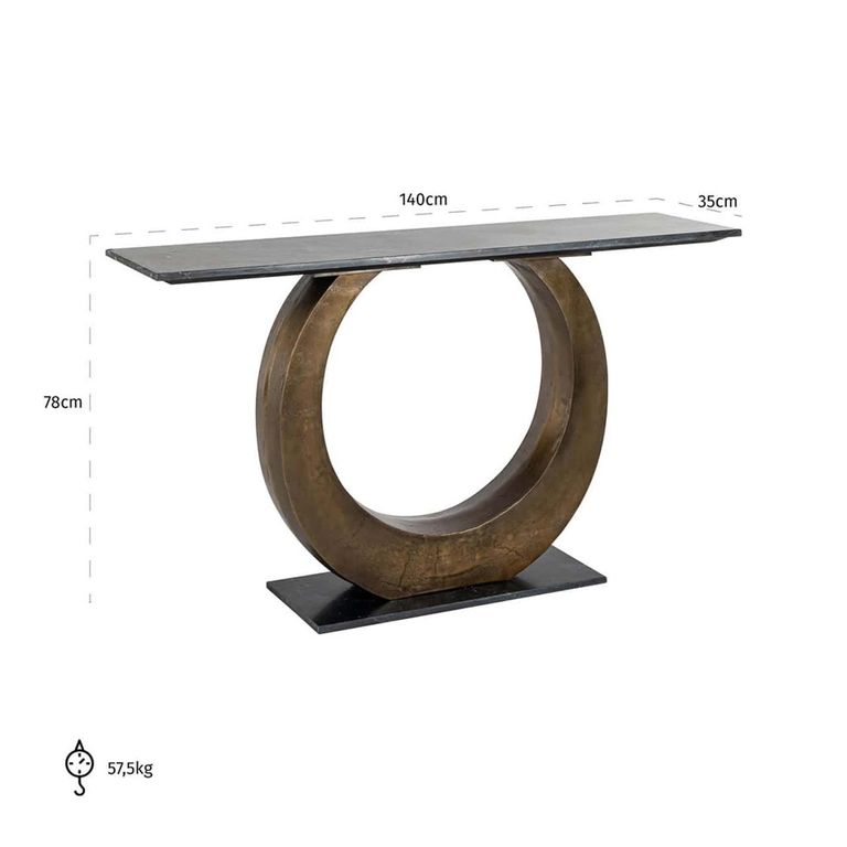 Luna Black Marble Top Console Table