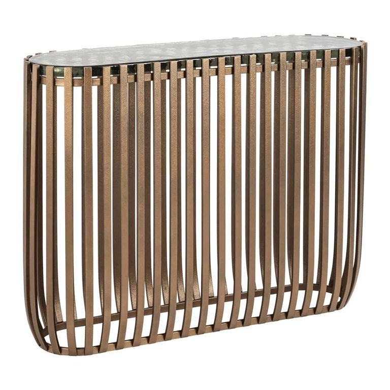 Volante Glass and Gold Console Table