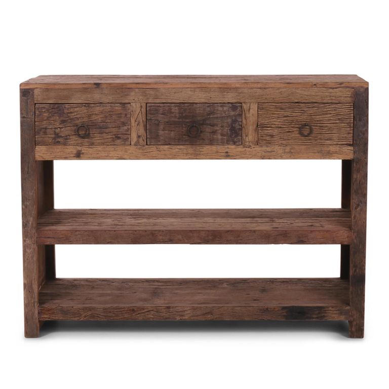 Bassano Console Table - 3 Drawer - Natural - Recycled Wood