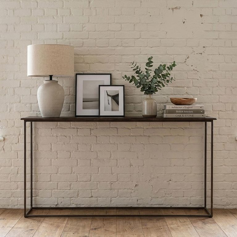 Terni Industrial Console Table - Brown and Black - Solid Wood and Metal