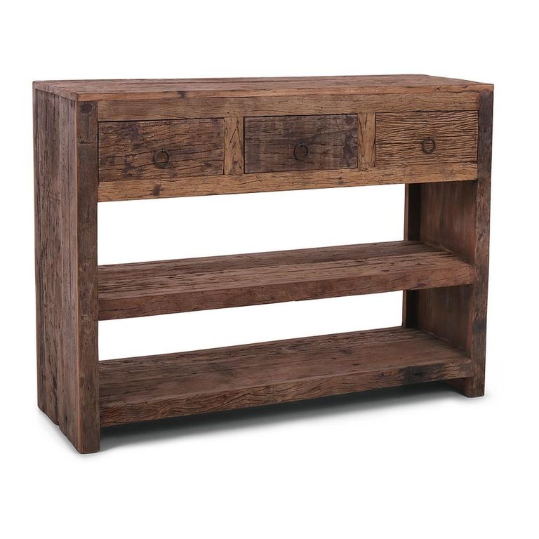 Bassano Console Table - 3 Drawer - Rustic Natural - Recycled Wood
