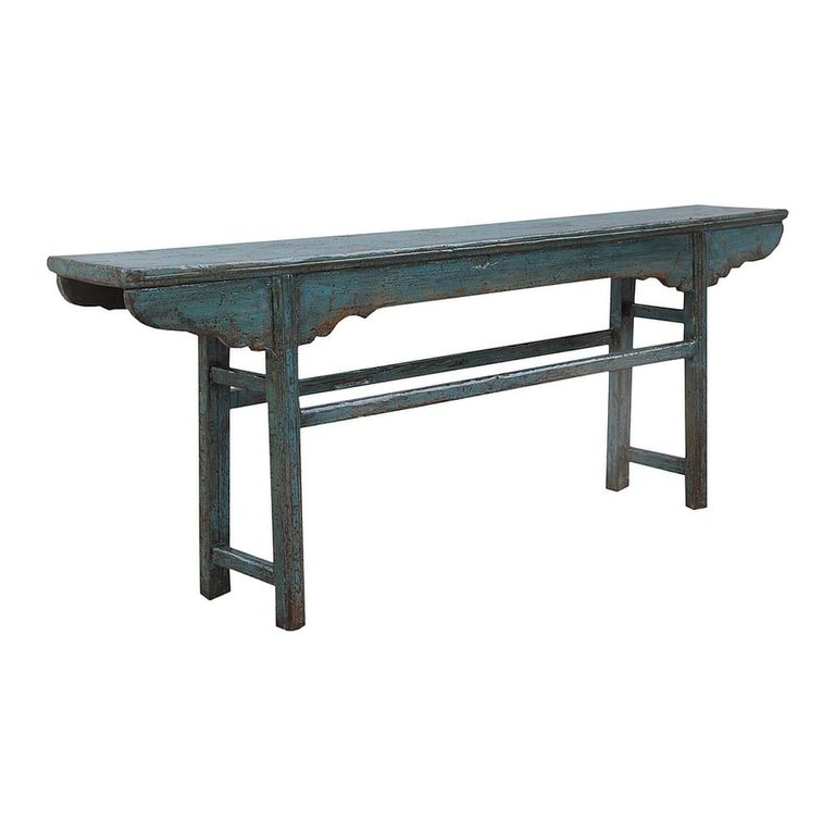 Console Table - Distressed Turquoise Blue - Lacquered Pine