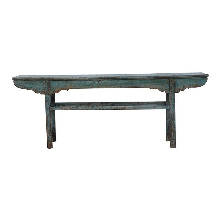 Console Table - Distressed Turquoise Blue - Lacquered Pine