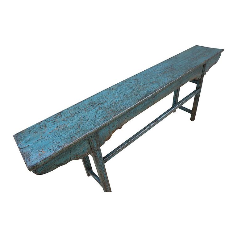 Console Table - Distressed Turquoise Blue - Lacquered Pine