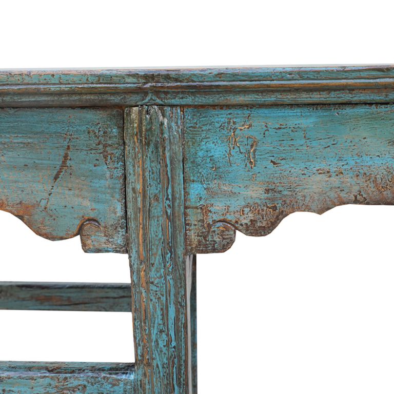 Console Table - Distressed Turquoise Blue - Lacquered Pine