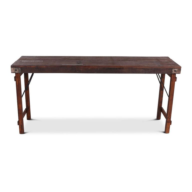 Lucas Console Table - Folding Legs - Rustic Brown - Reclaimed Wood