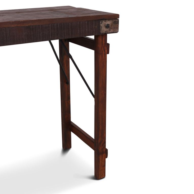 Lucas Console Table - Folding Legs - Rustic Brown - Reclaimed Wood