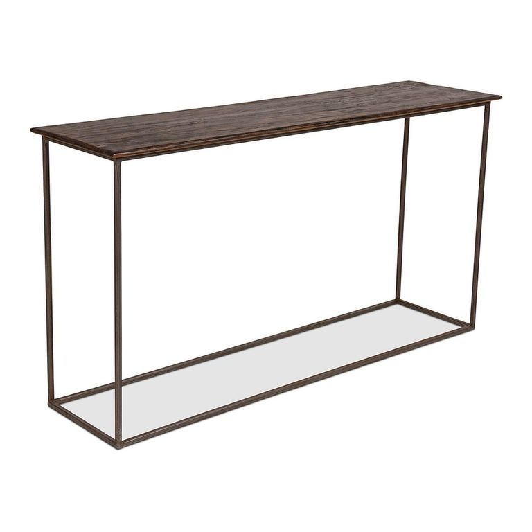 Terni Industrial Console Table - Brown and Black - Solid Wood and Metal