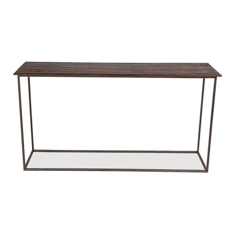 Terni Industrial Console Table - Brown and Black - Solid Wood and Metal
