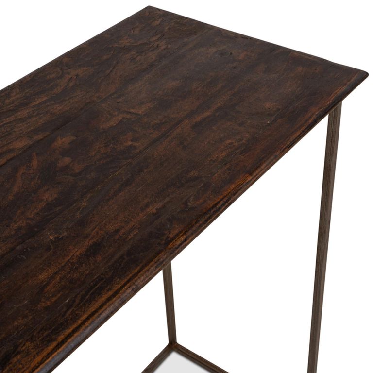 Terni Industrial Console Table - Brown and Black - Solid Wood and Metal