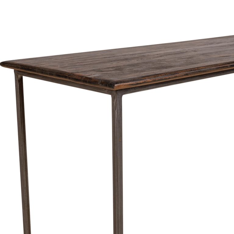 Terni Industrial Console Table - Brown and Black - Solid Wood and Metal