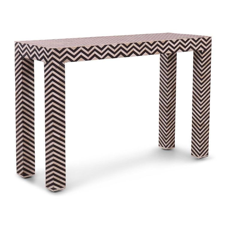 Vicenza Console Table - Chevron - White - Bone Inlay