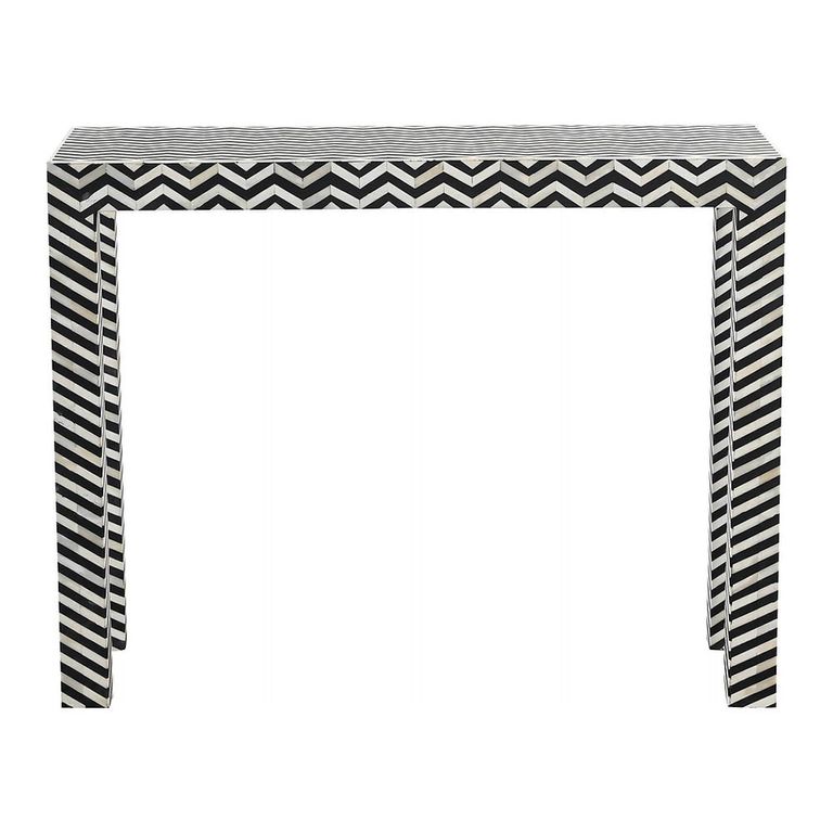 Vicenza Console Table - Chevron - White - Bone Inlay