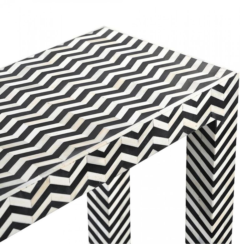 Vicenza Console Table - Chevron - White - Bone Inlay