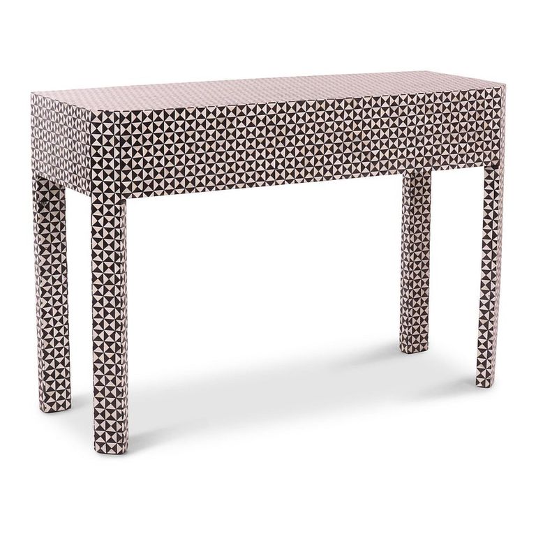 Vivaro Console Table - Geometric Pattern - White - Bone Inlay