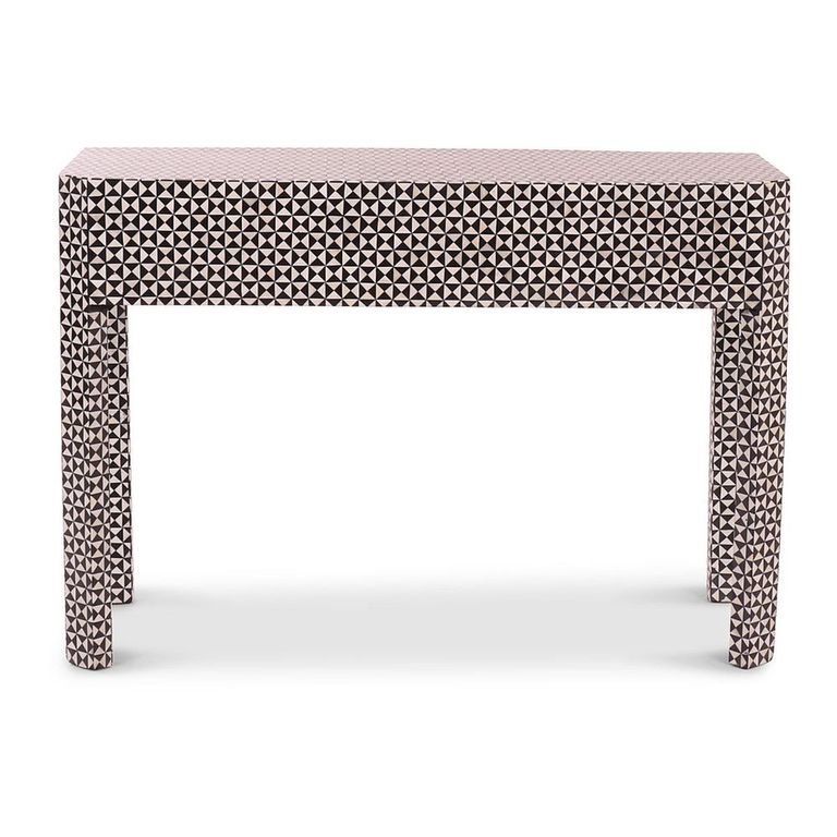 Vivaro Console Table - Geometric Pattern - White - Bone Inlay