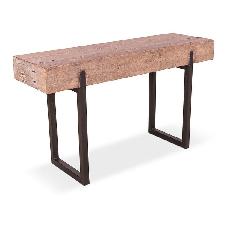 Yantai Console Table - Natural and Black - Pine Wood and Metal
