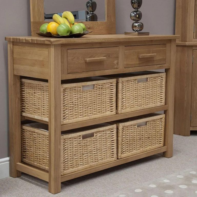 Clearance - Mobel Oak Basket Console Table - FSS17412