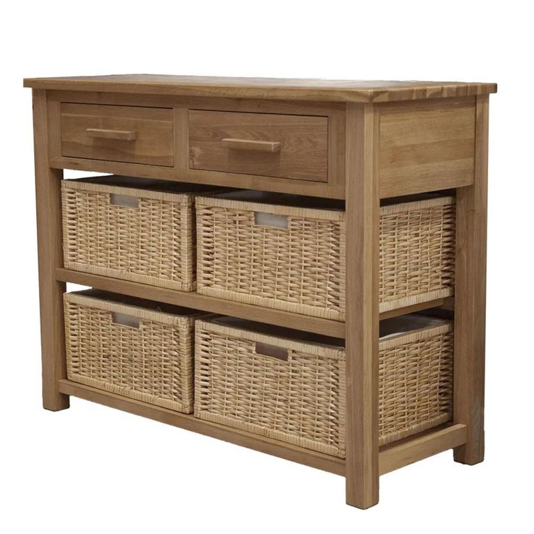 Clearance - Opus Console Table with Baskets - 2 Drawer - Oak - FSS17437