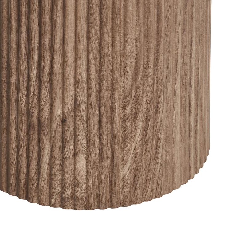 Athens Console Table - Oval - Fluted Base - White and Brown - Ceramic and Wooden
