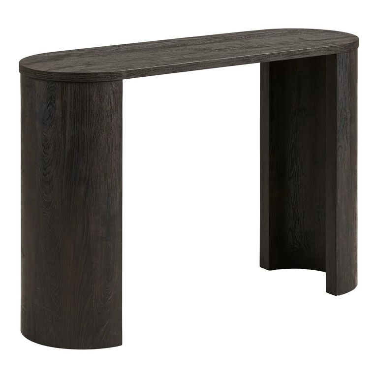 Bibione Console Table - Oval - Curved Panel Legs - Dark Brown
