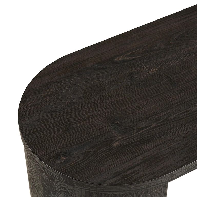 Bibione Console Table - Oval - Curved Panel Legs - Dark Brown