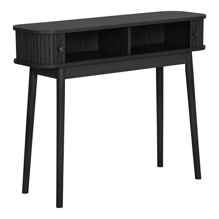Nikko Fluted Console Table - 2 Door - Tapered Legs - Black