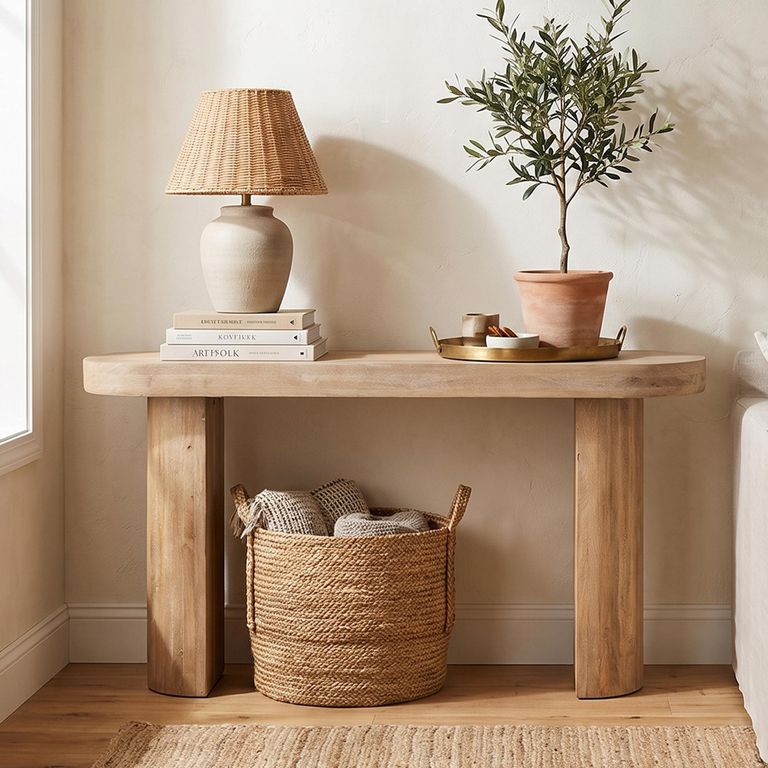 Curved Console Table - Oval - Natural - Mango Wood