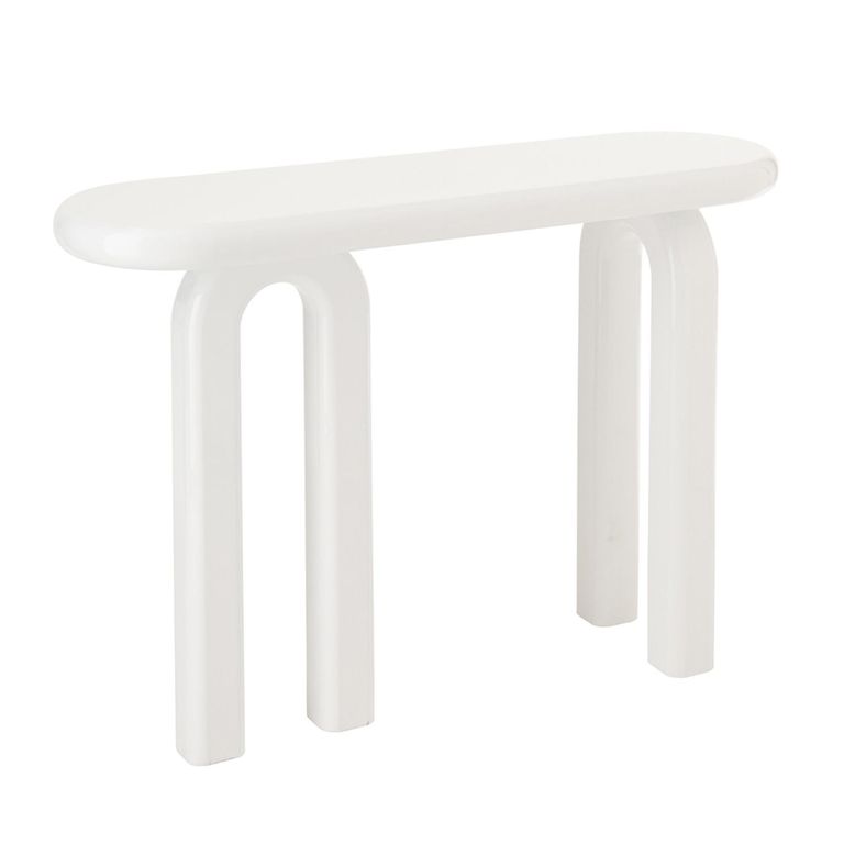 Archie Curved Console Table - Oval - U Legs - White