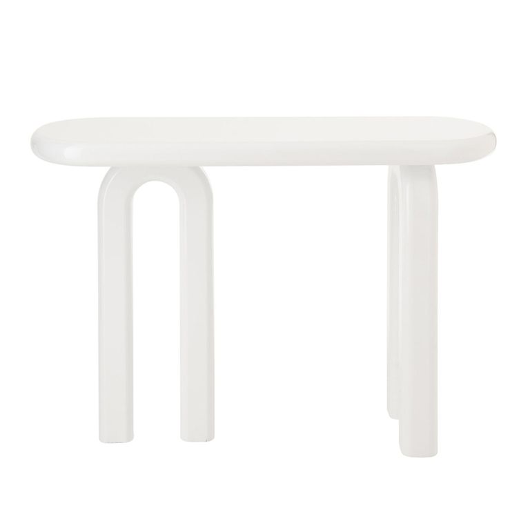 Archie Curved Console Table - Oval - U Legs - White