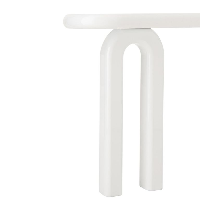Archie Curved Console Table - Oval - U Legs - White
