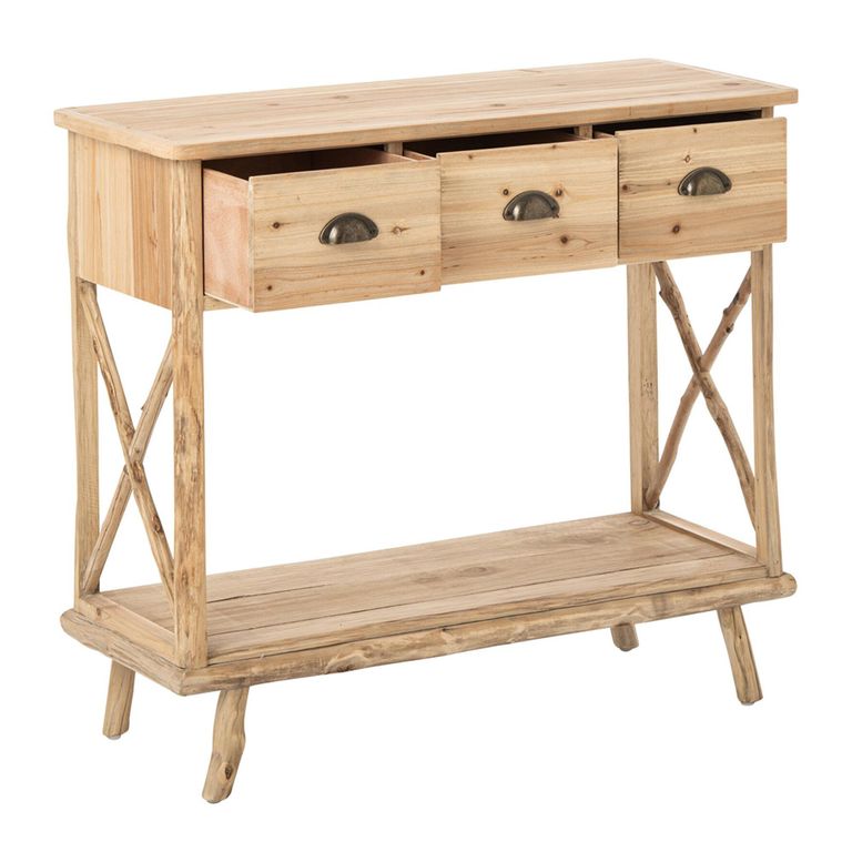 Chamonix Console Table - 3 Drawer - Natural - Fir Wood