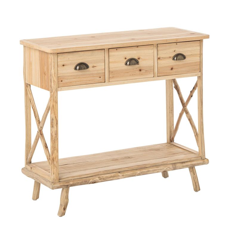 Chamonix Console Table - 3 Drawer - Natural - Fir Wood
