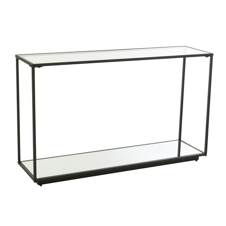 Console Table - Clear and Black - Glass and Metal