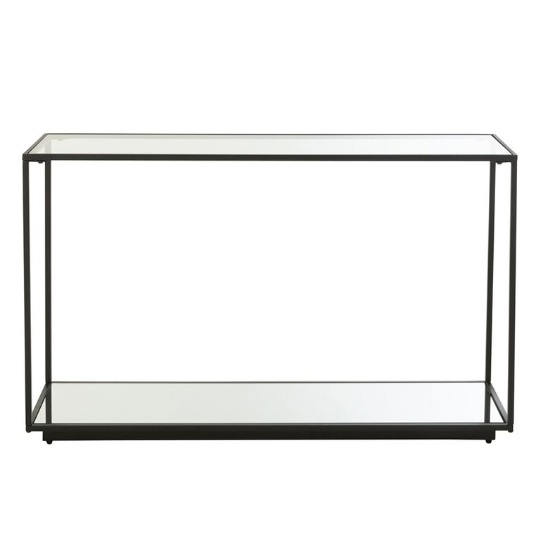 Console Table - Clear and Black - Glass and Metal