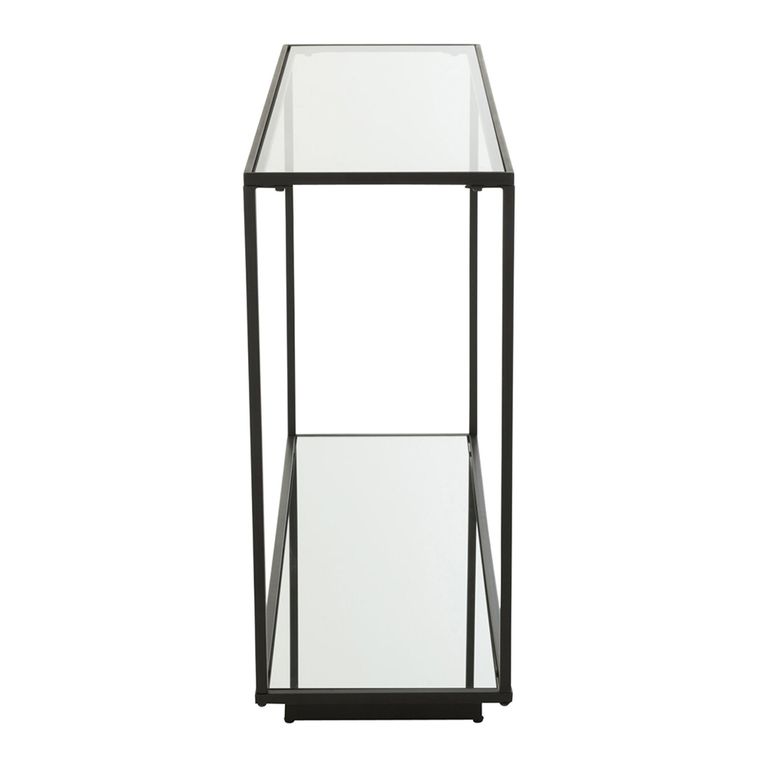 Console Table - Clear and Black - Glass and Metal
