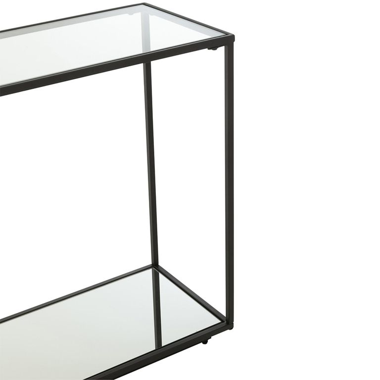 Console Table - Clear and Black - Glass and Metal