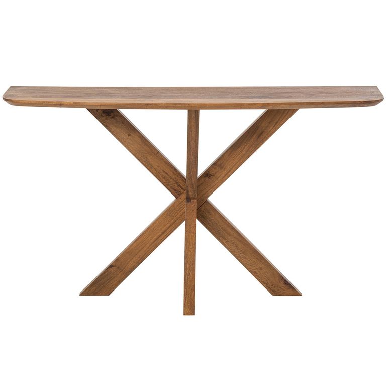 Console Table - Sculptural Cross Base - Natural - Mango Wood