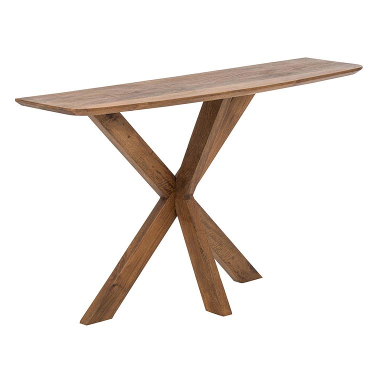 Console Table - Sculptural Cross Base - Natural - Mango Wood