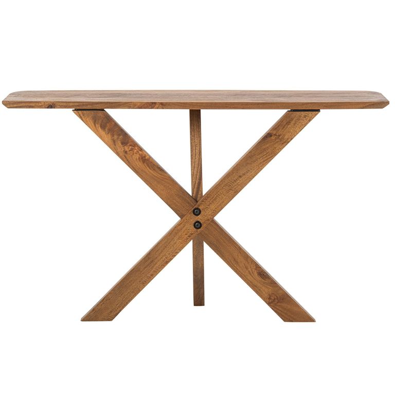 Console Table - Sculptural Cross Base - Natural - Mango Wood
