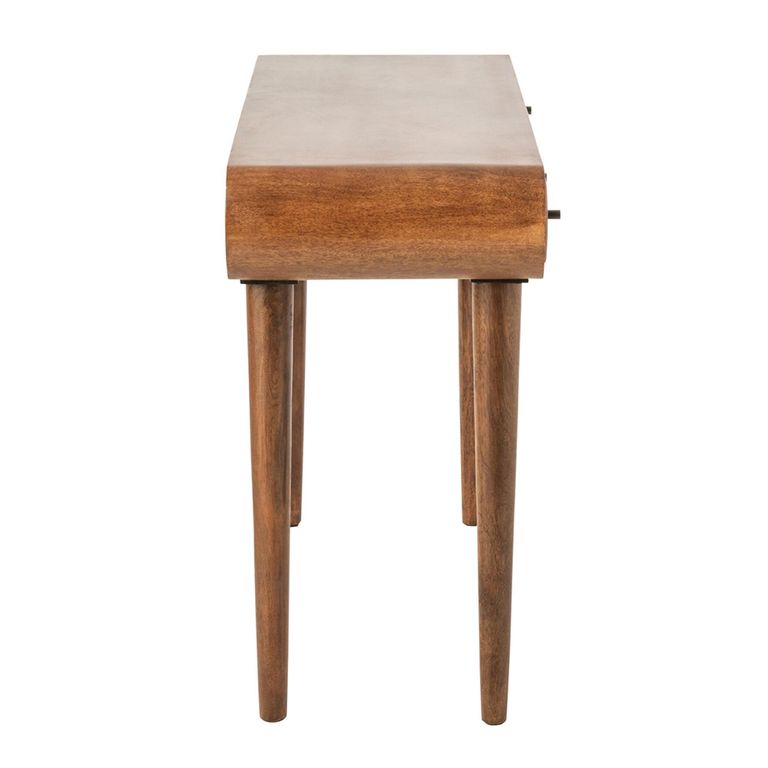 Curved Console Table - 5 Drawer - Natural and Black - Mango Wood