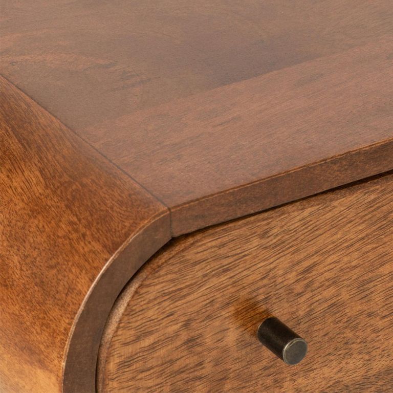 Curved Console Table - 5 Drawer - Natural and Black - Mango Wood