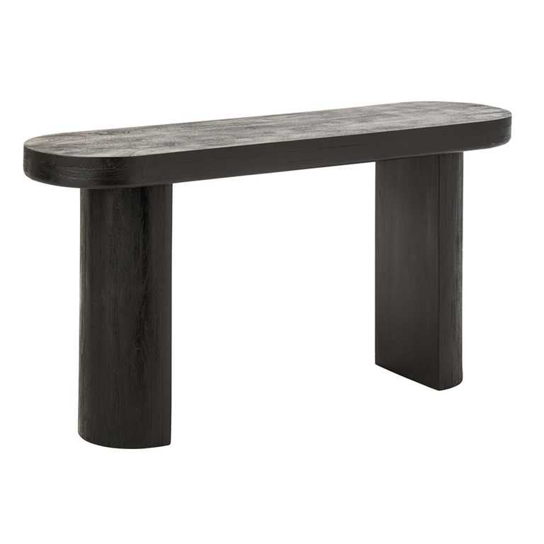 Curved Console Table - Oval - Black - Mango Wood