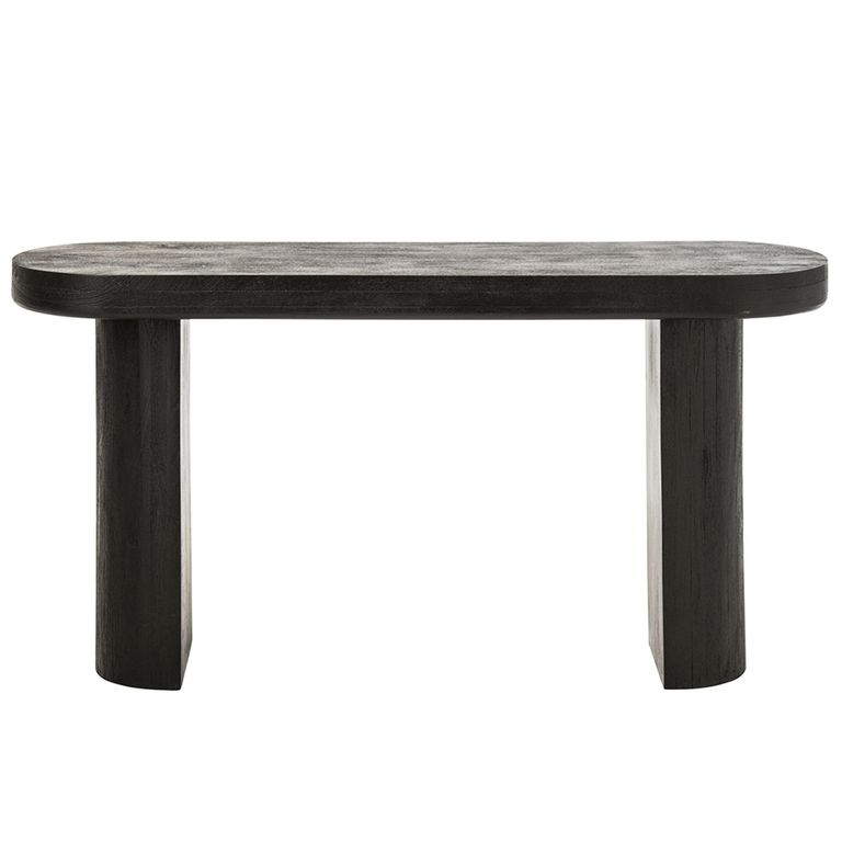 Curved Console Table - Oval - Black - Mango Wood