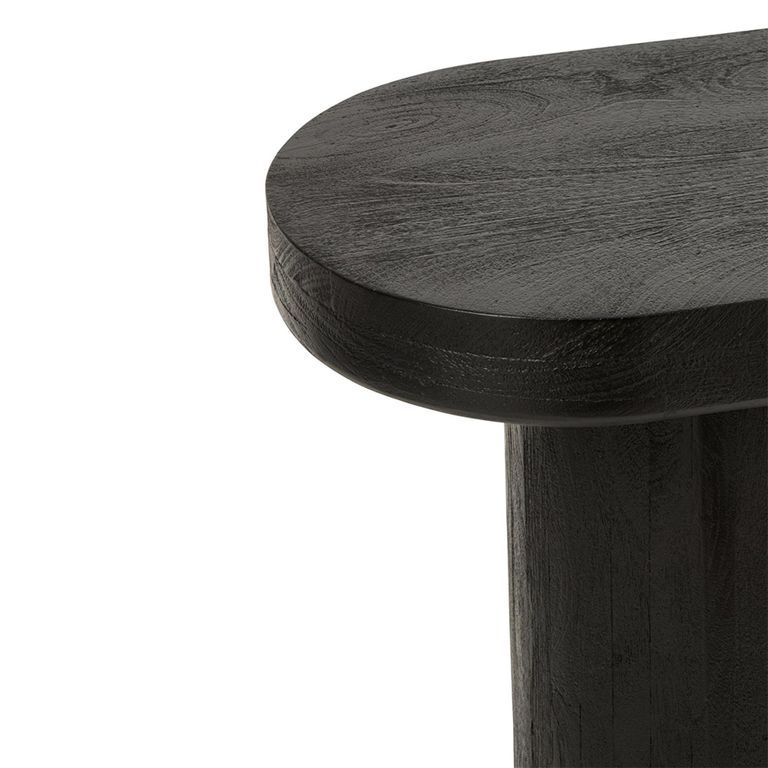 Curved Console Table - Oval - Black - Mango Wood