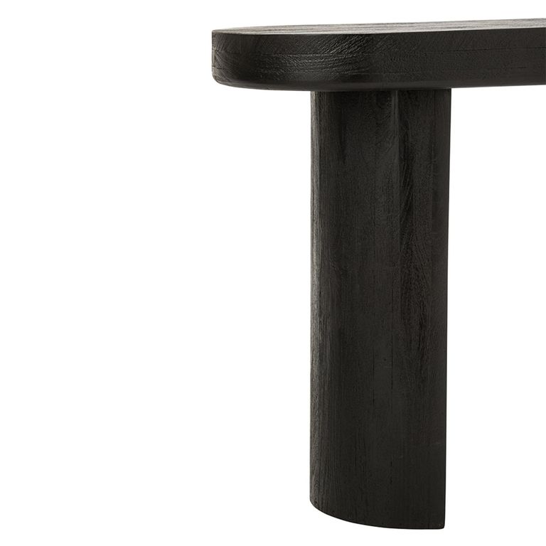 Curved Console Table - Oval - Black - Mango Wood